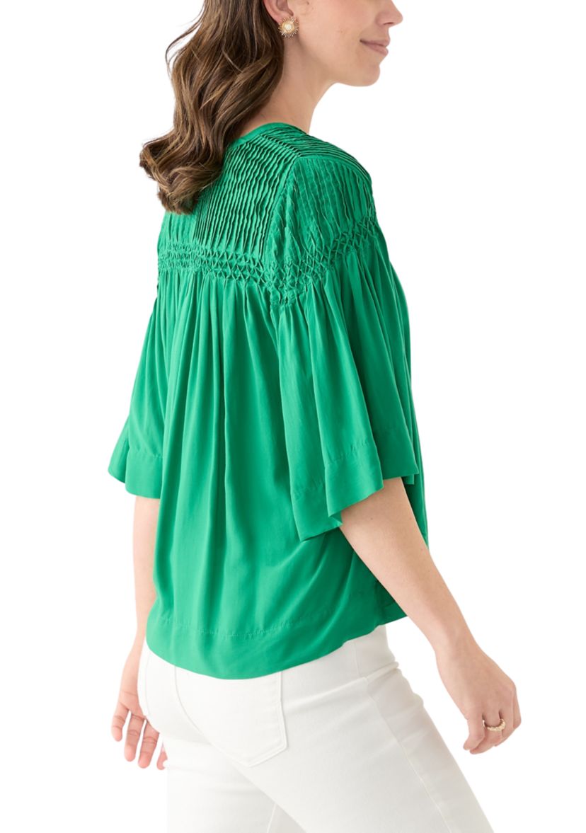 Womens 3/4 Sleeve Pintuck Top