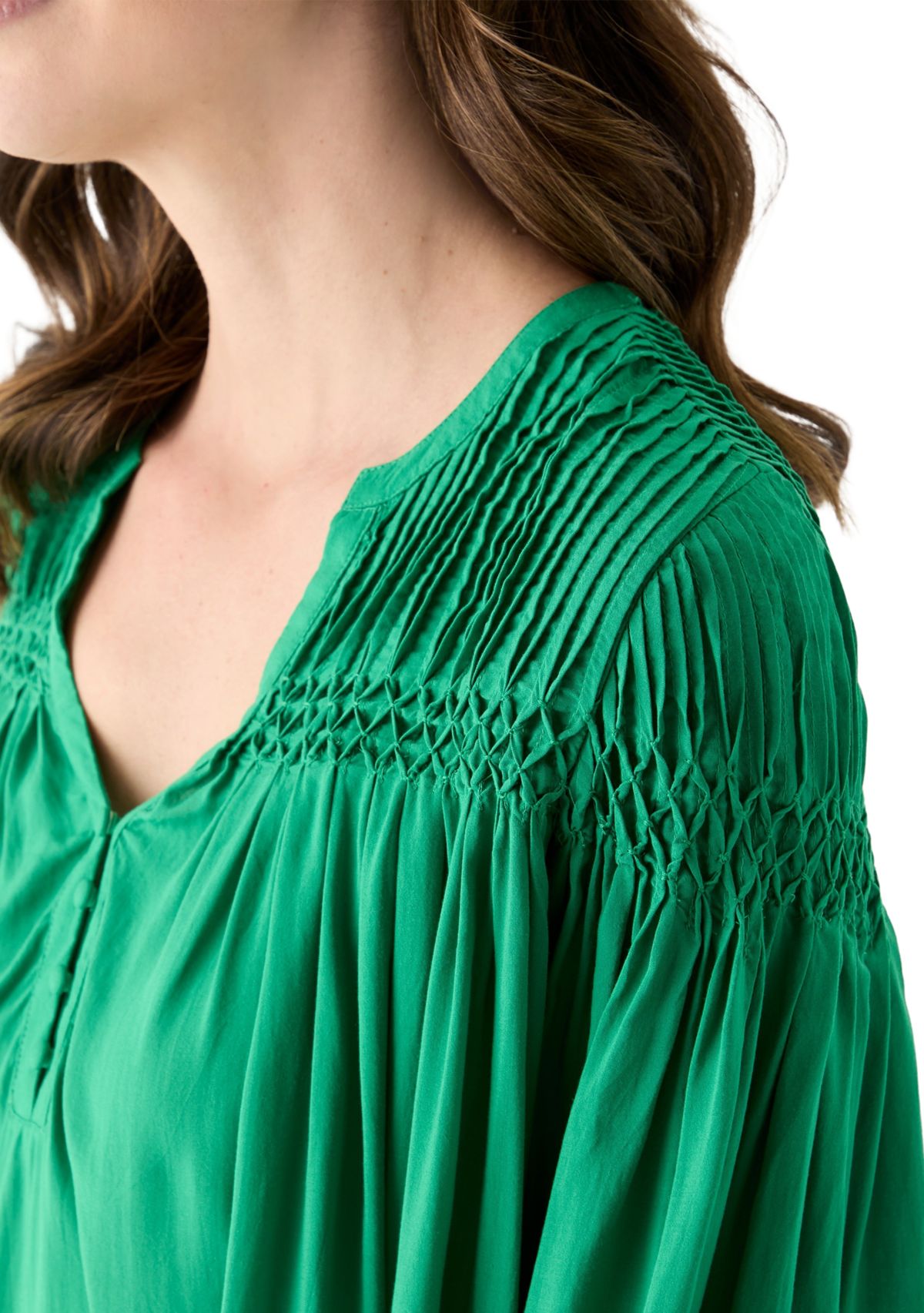 Womens 3/4 Sleeve Pintuck Top