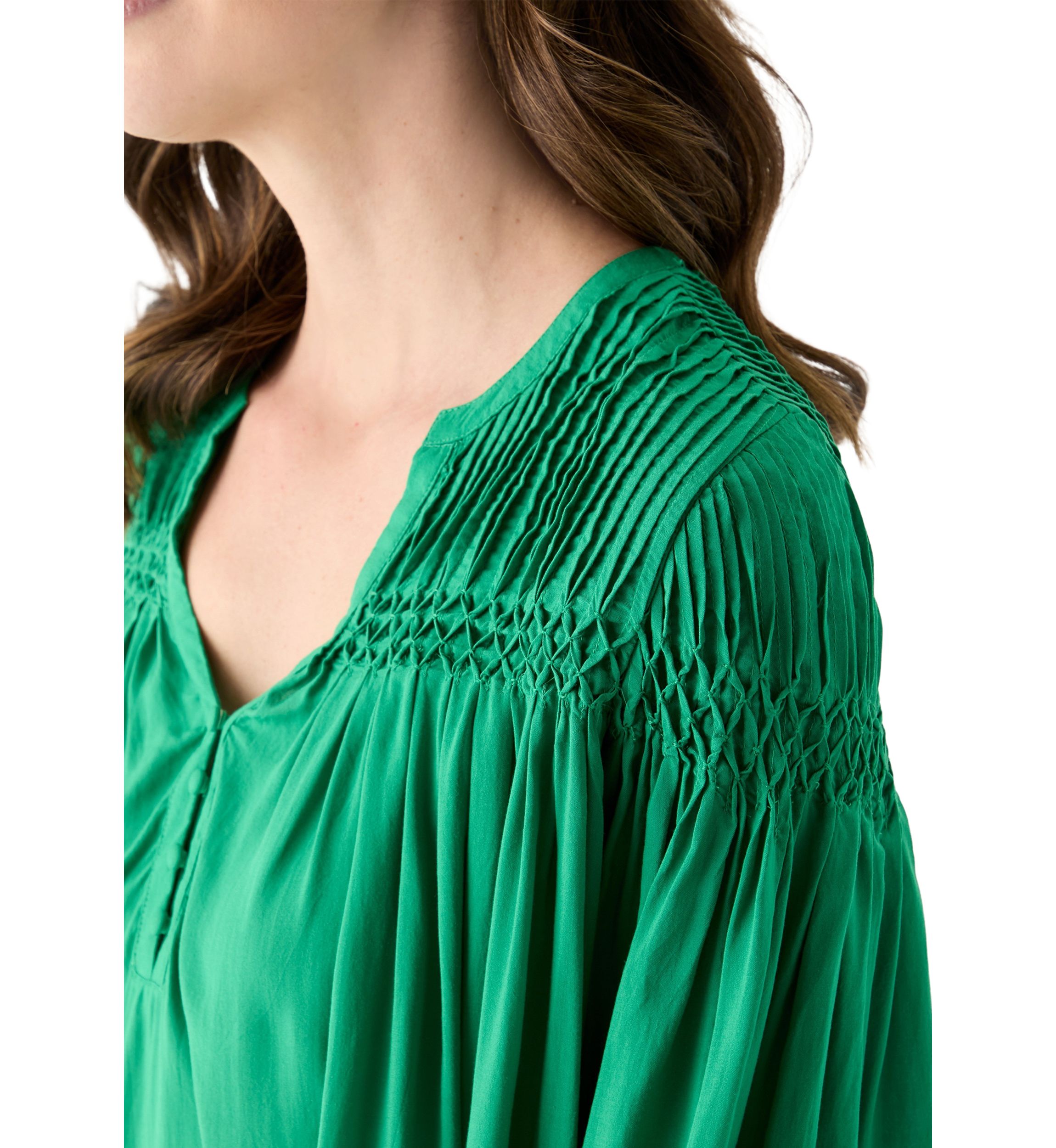 Womens 3/4 Sleeve Pintuck Top