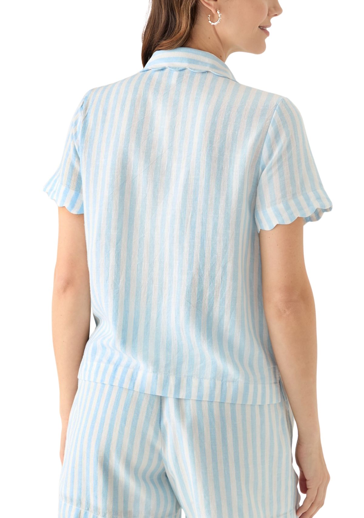 Womens Scalloped Button Front Top