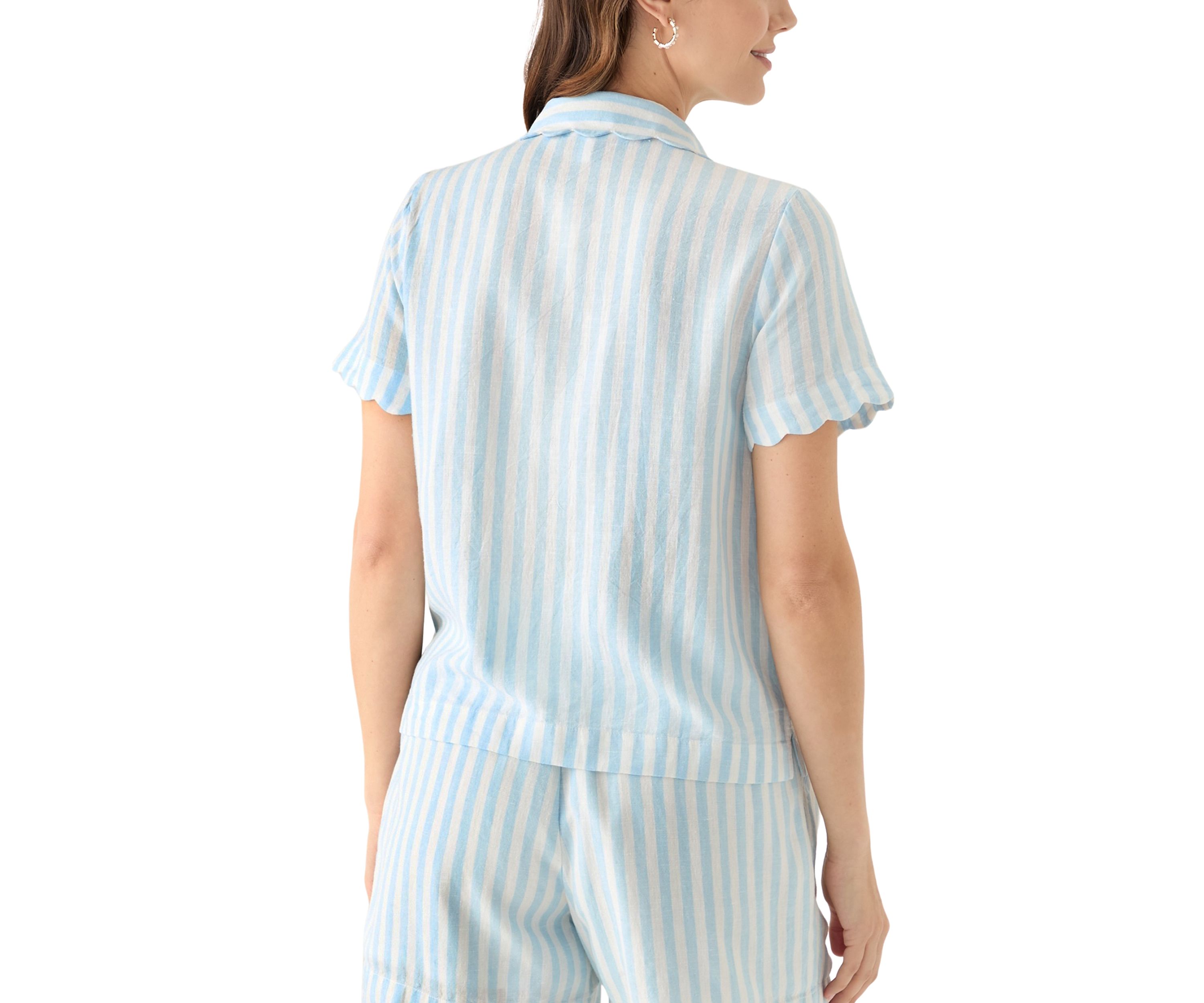 Womens Scalloped Button Front Top