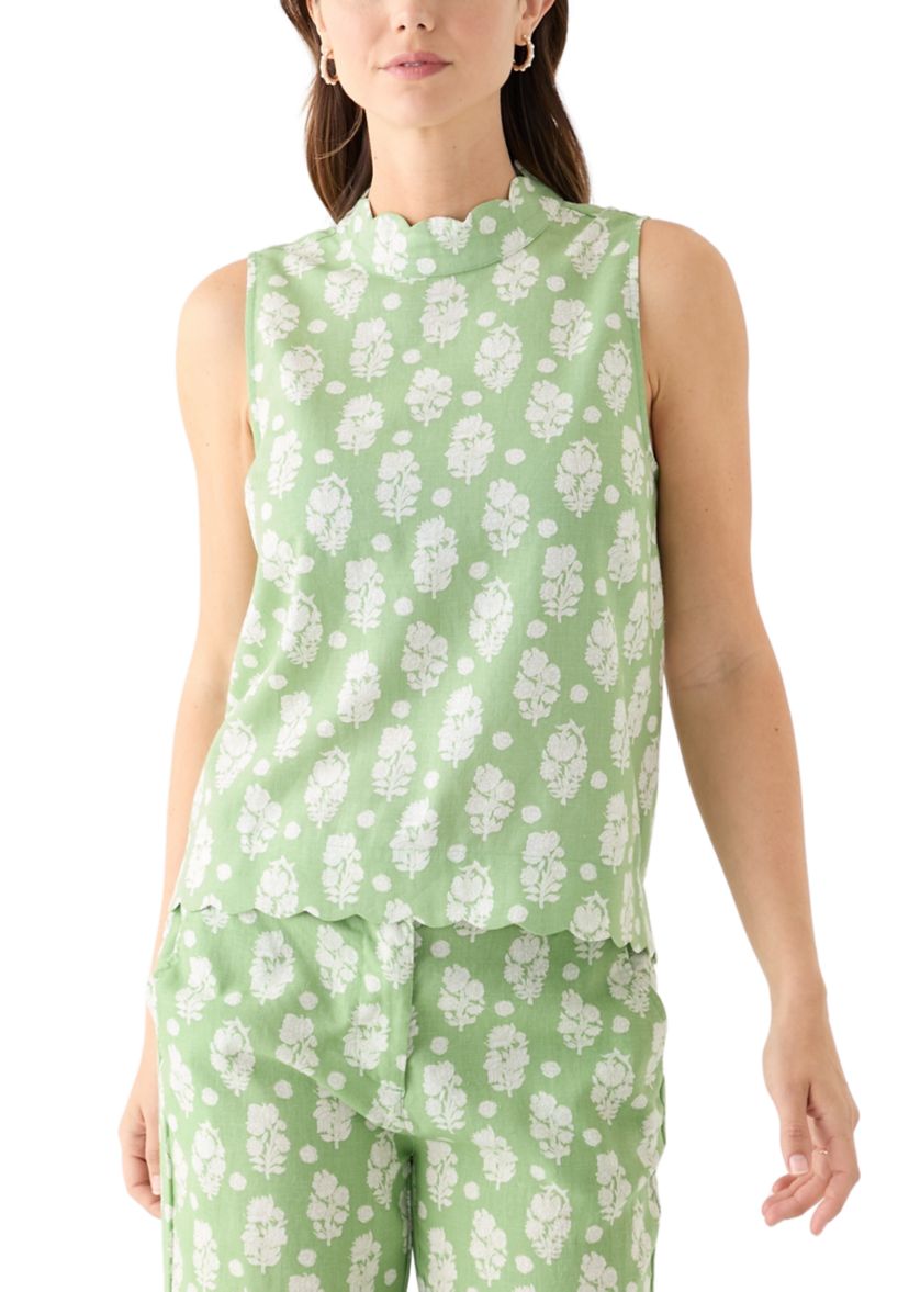 Womens Sleeveless Scallop Tank Top