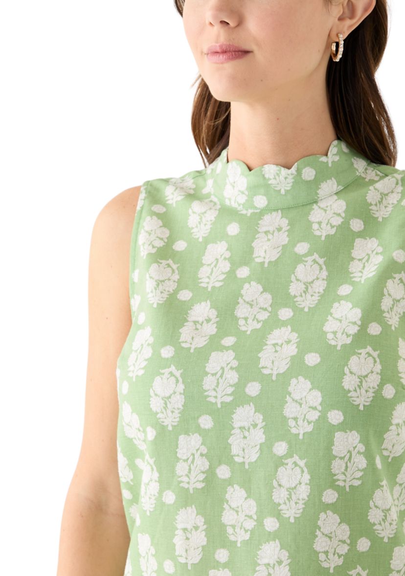 Womens Sleeveless Scallop Tank Top
