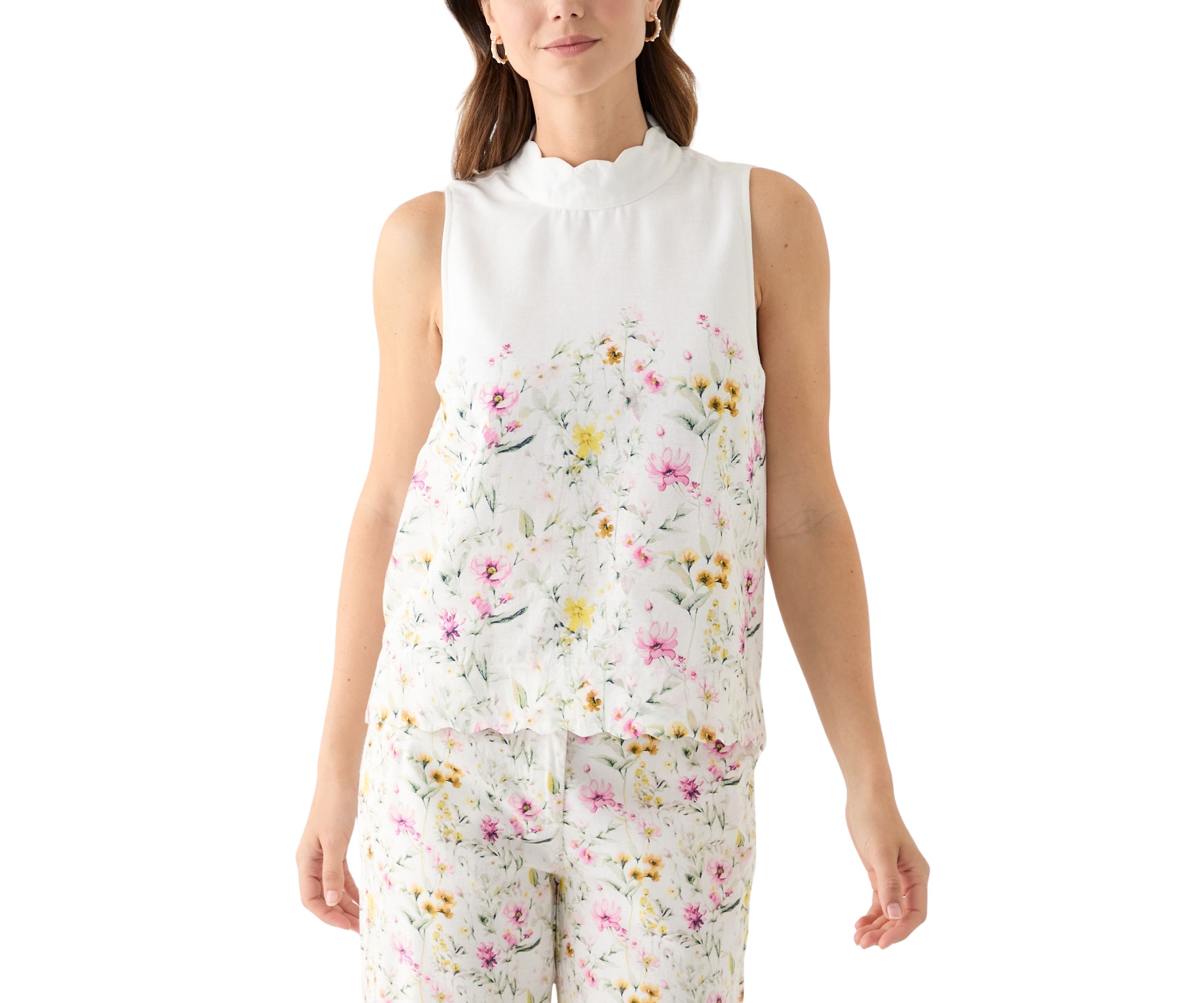 Womens Sleeveless Scallop Tank Top