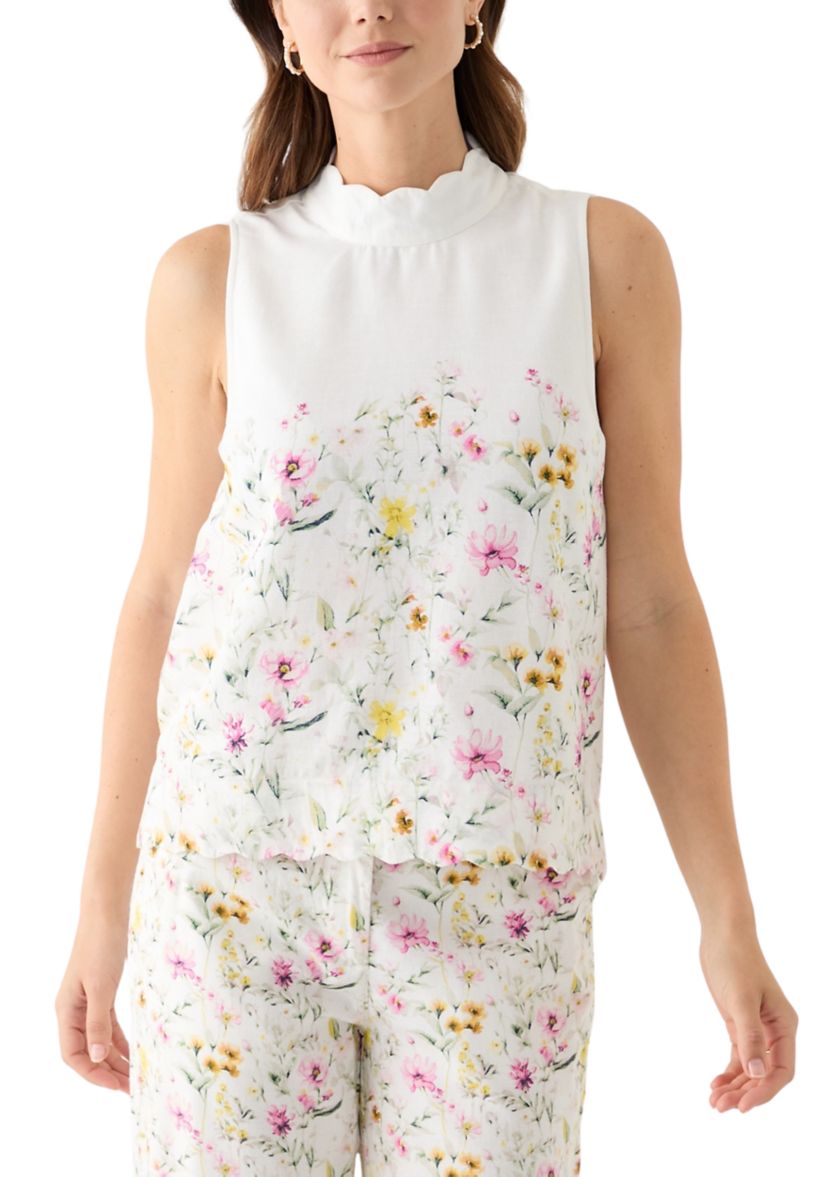 Womens Sleeveless Scallop Tank Top