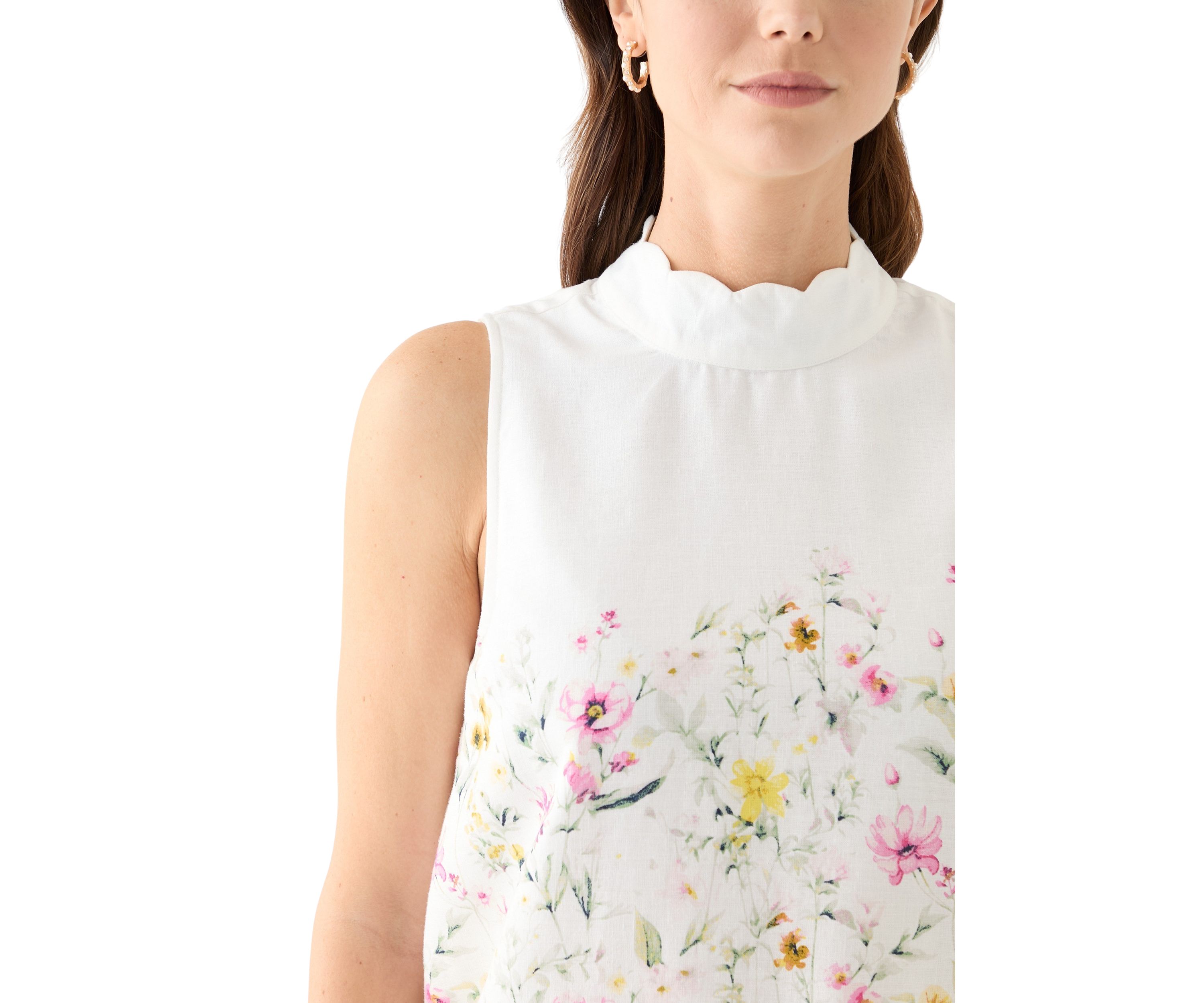 Womens Sleeveless Scallop Tank Top