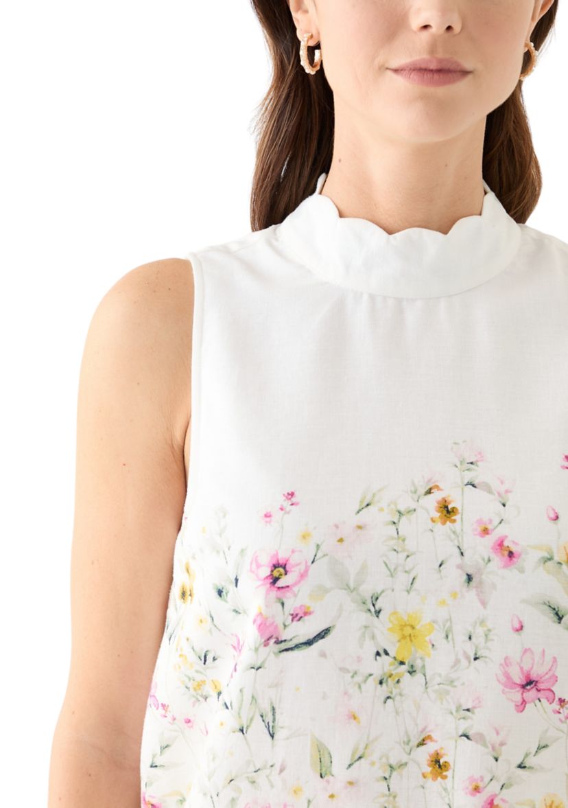 Womens Sleeveless Scallop Tank Top