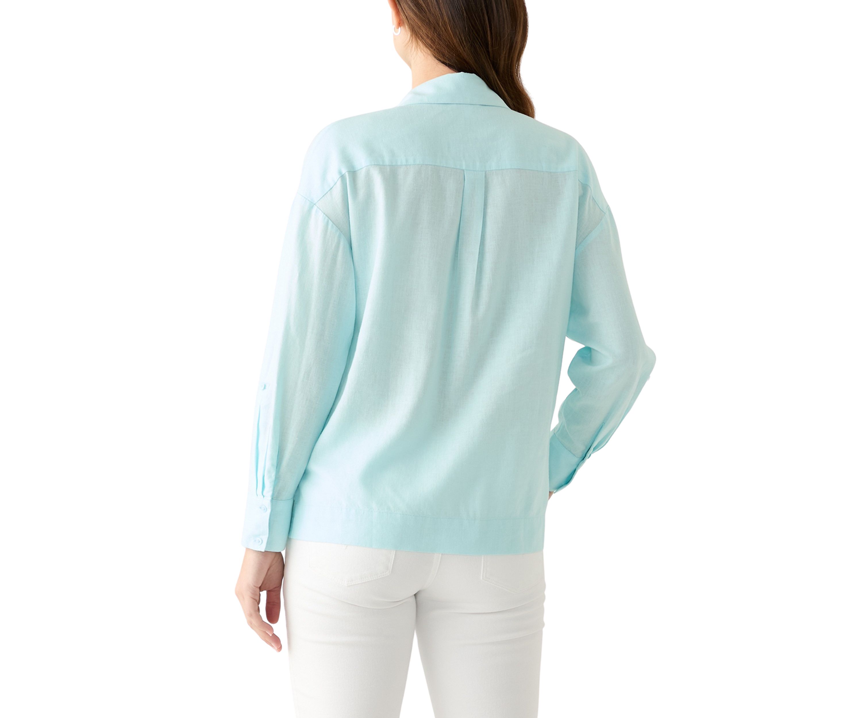 Womens Solid Button Down Top