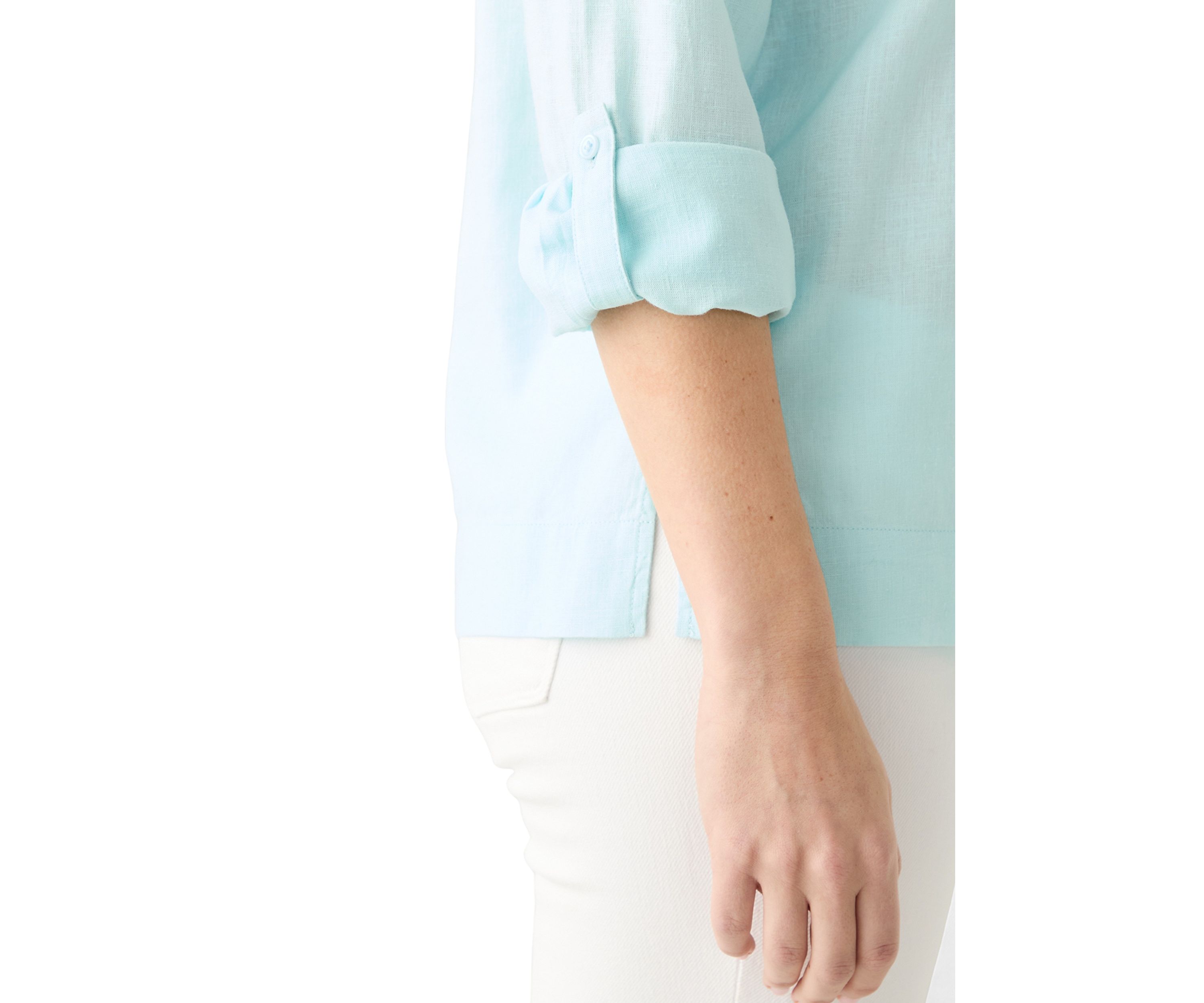 Womens Solid Button Down Top