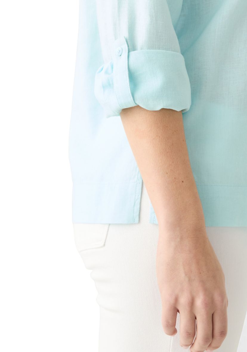 Womens Solid Button Down Top