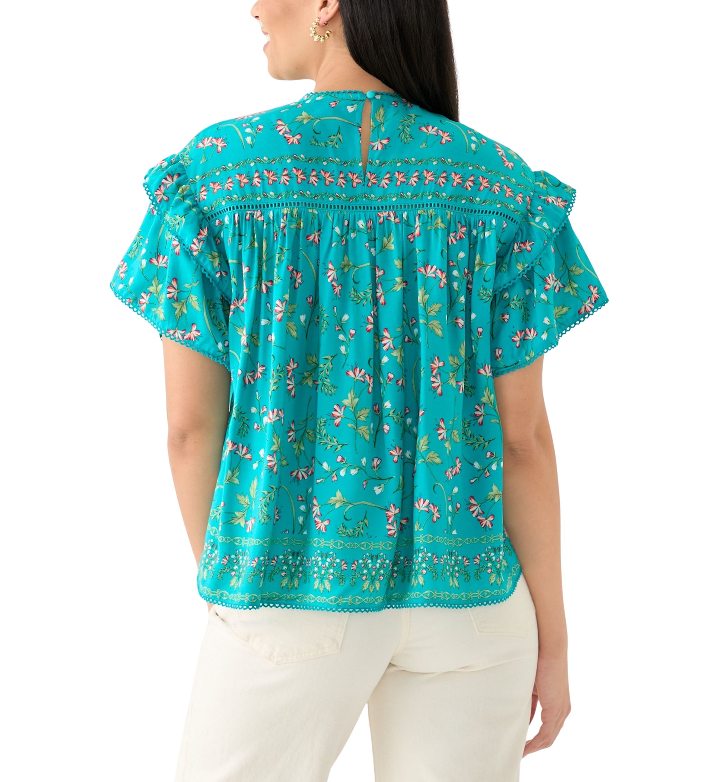 Womens Short Sleeve Pintuck Top