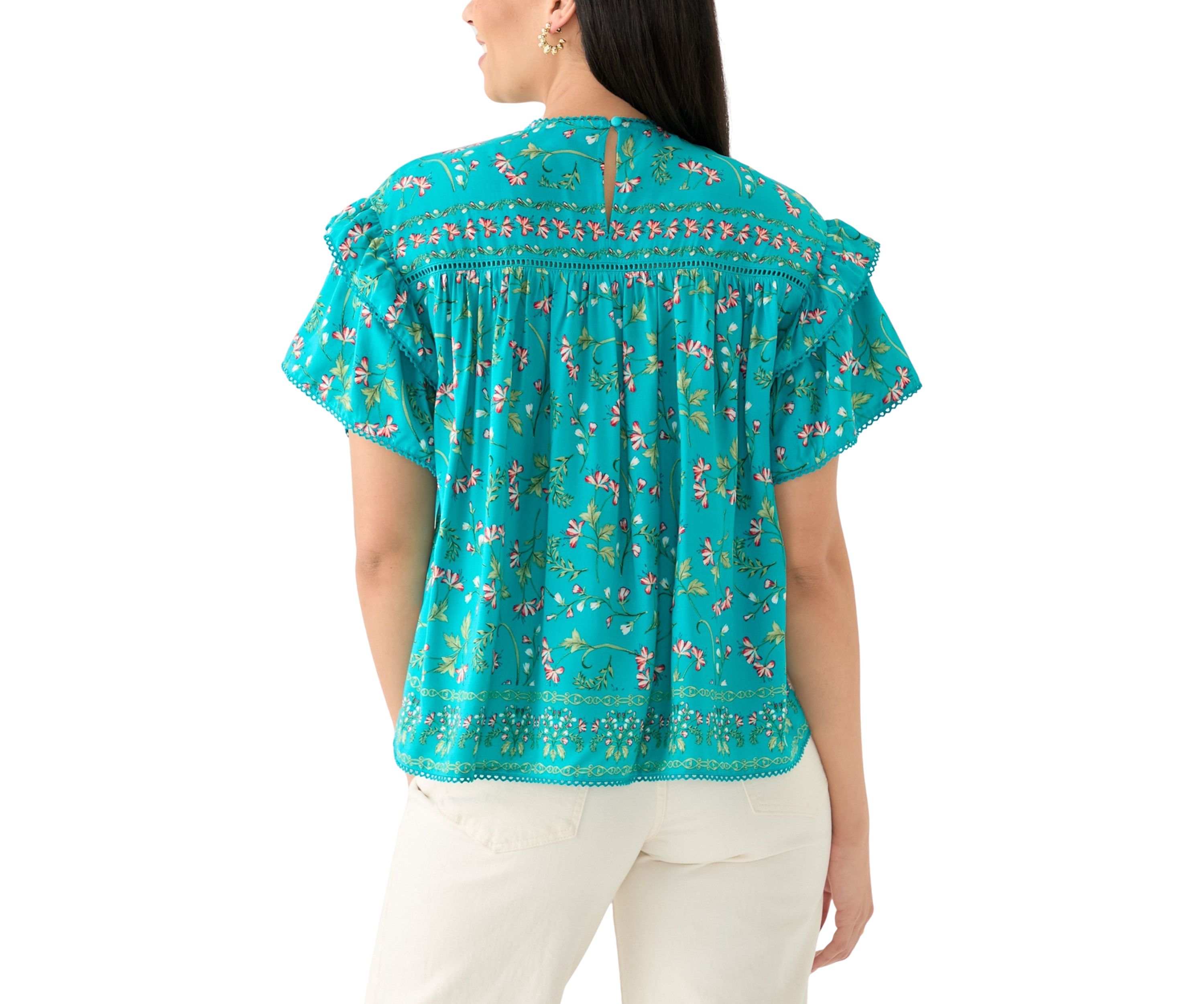 Womens Short Sleeve Pintuck Top