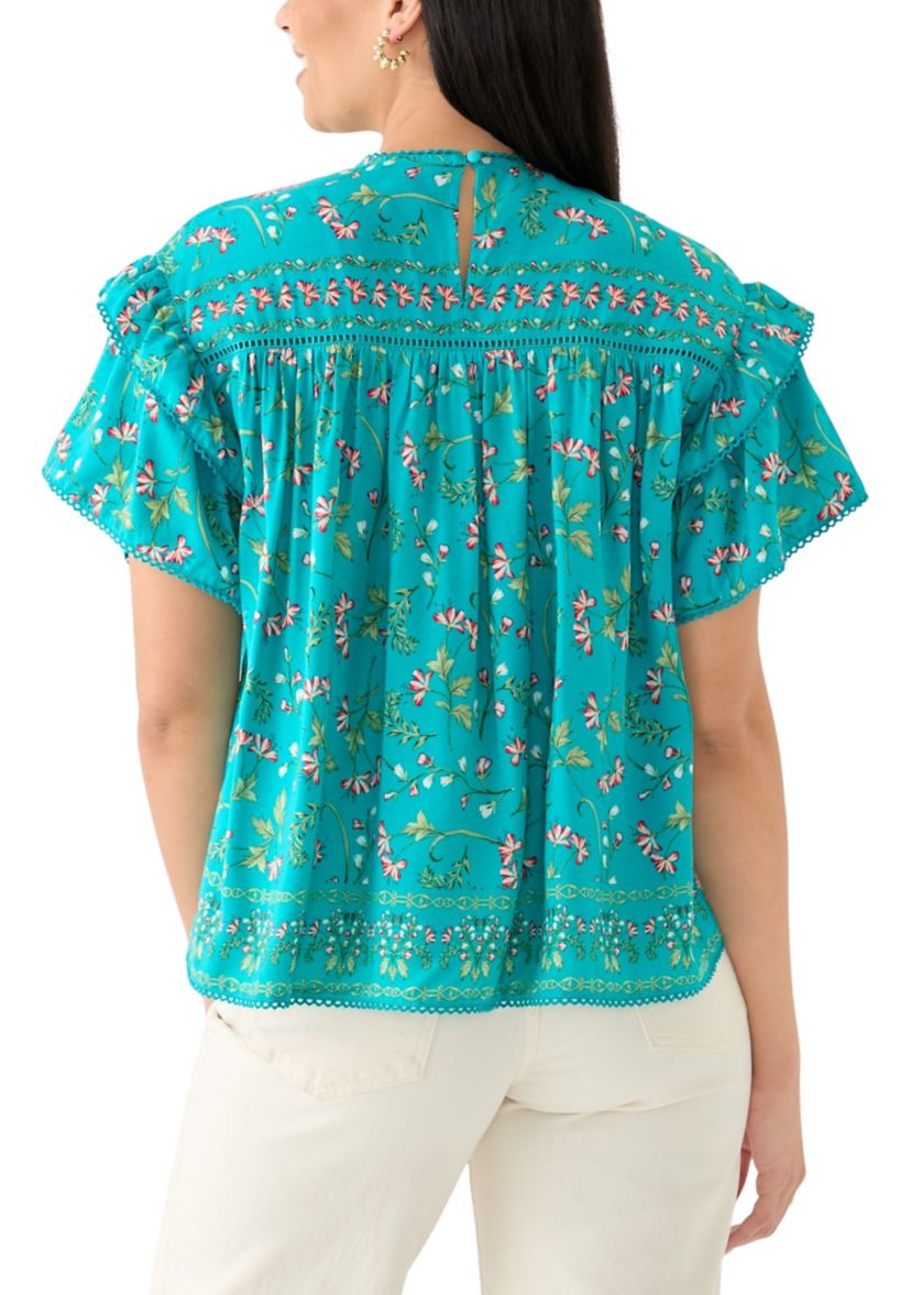 Womens Short Sleeve Pintuck Top