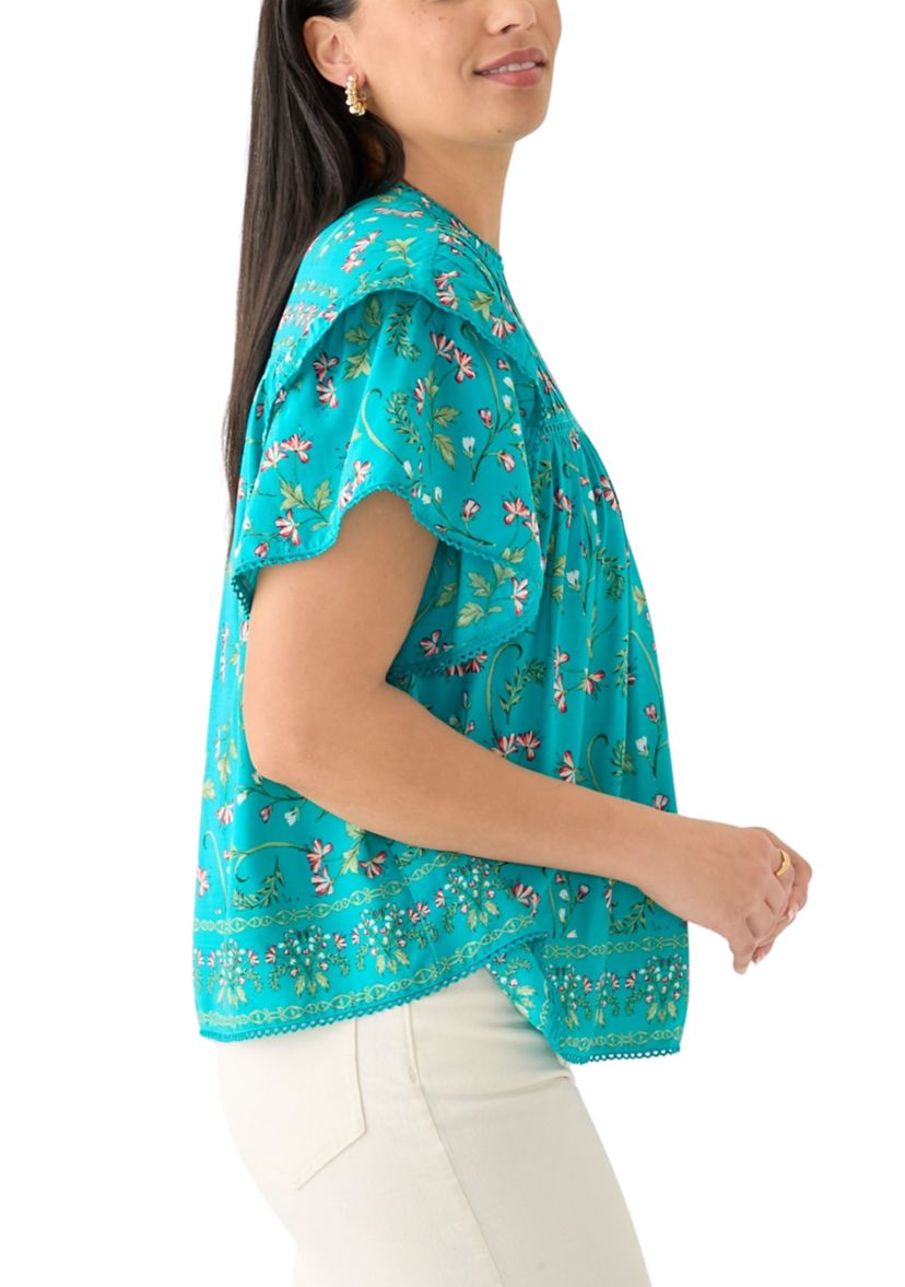 Womens Short Sleeve Pintuck Top