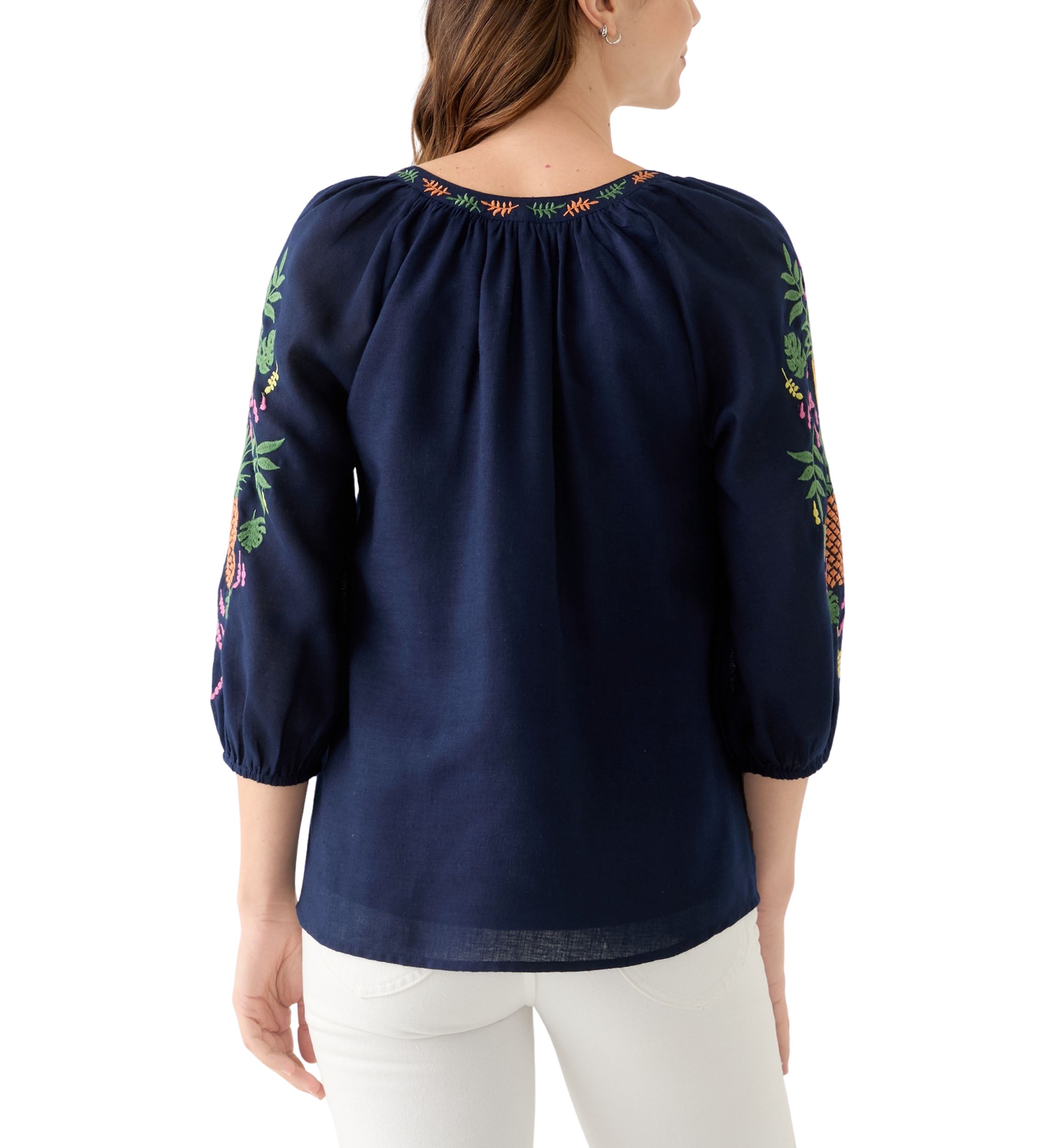 Womens 3/4 Embroidered Sleeve Top