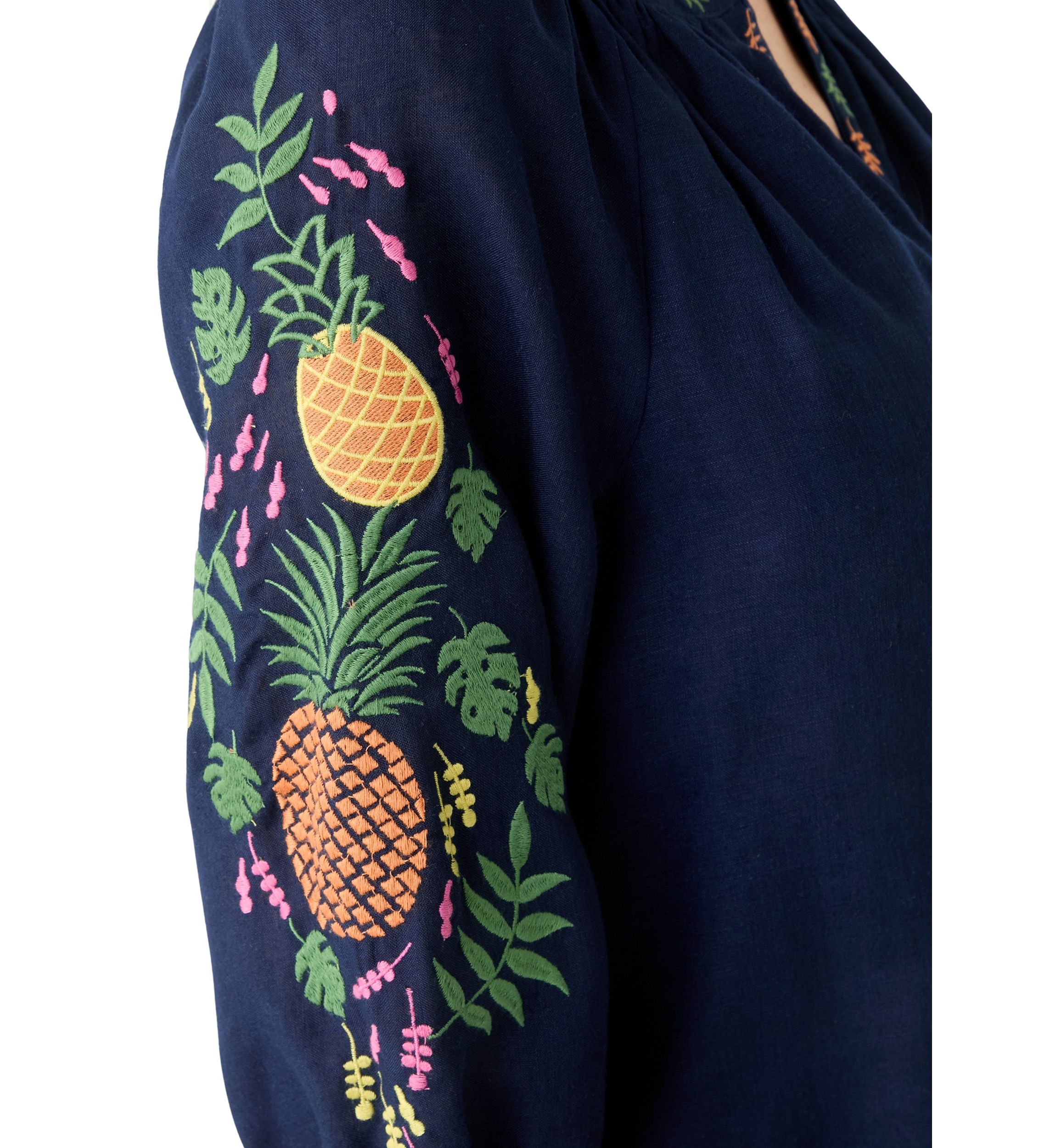 Womens 3/4 Embroidered Sleeve Top