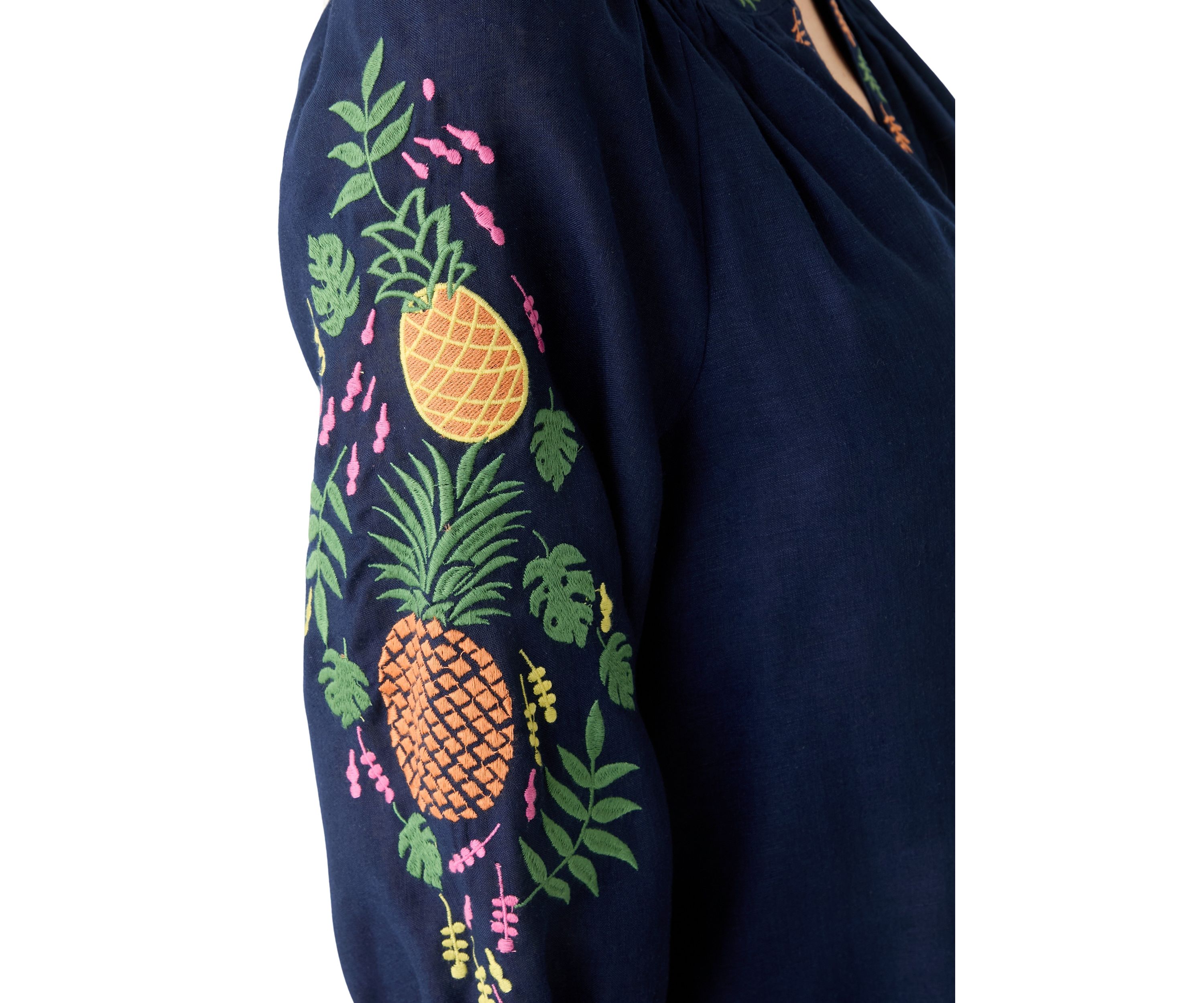 Womens 3/4 Embroidered Sleeve Top