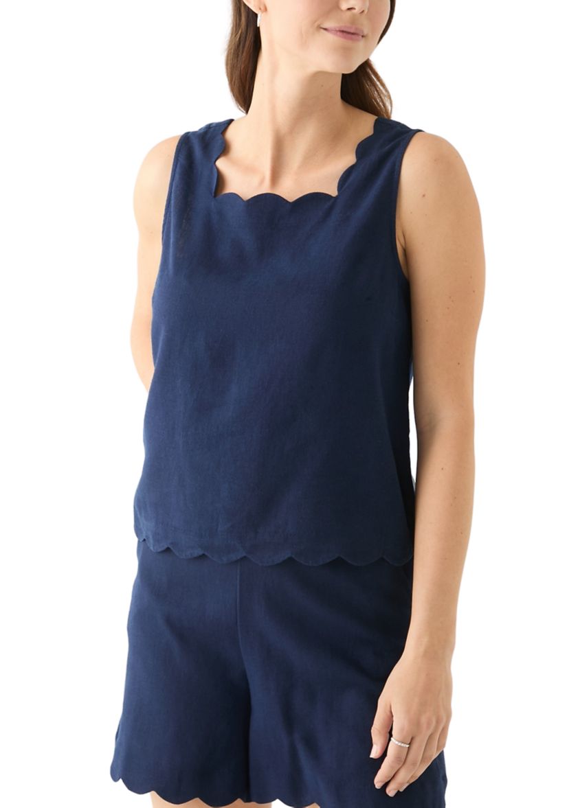 Womens Sleeveless Scallop Tank Top