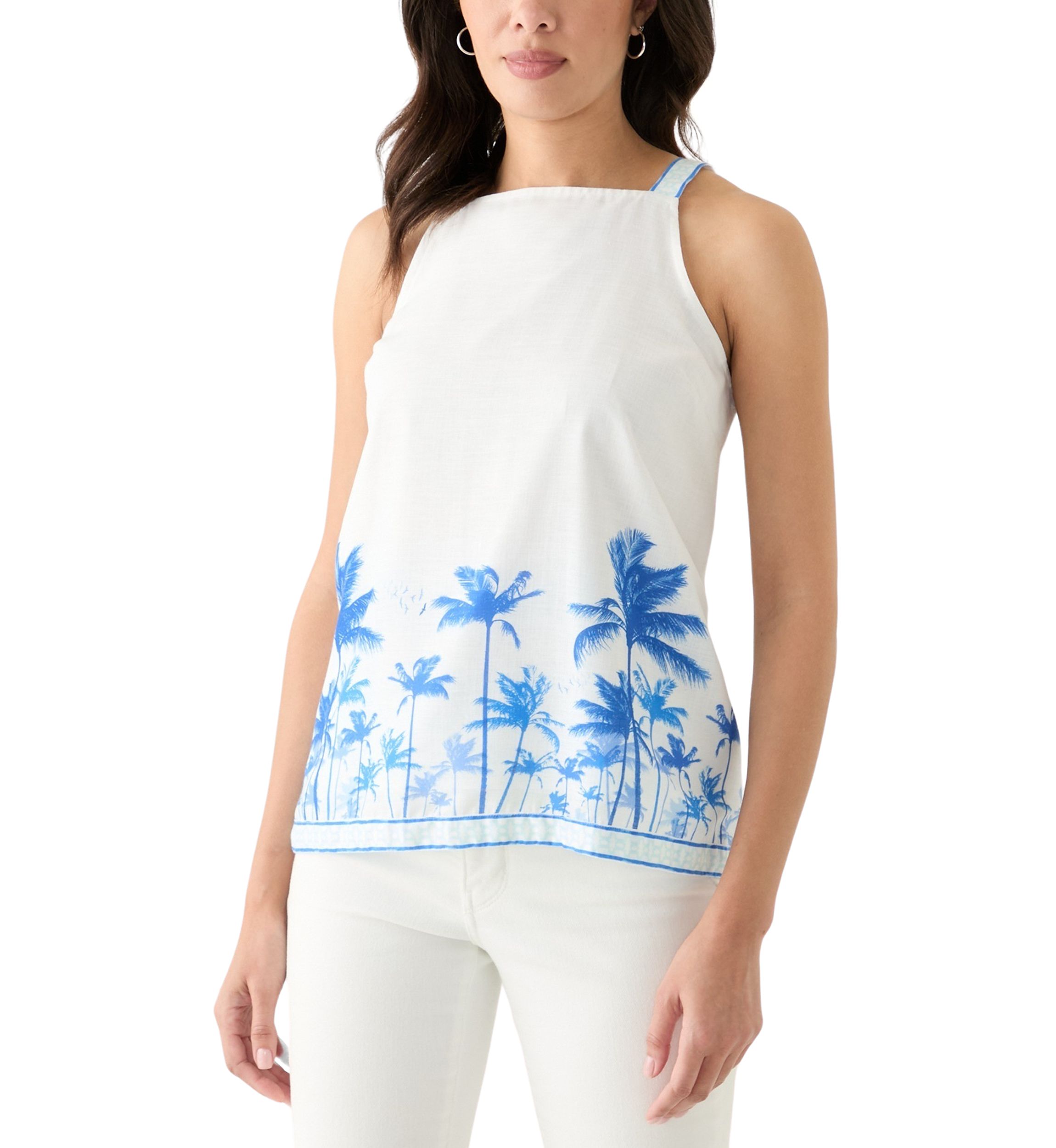 Womens Sleeveless Printed Halter Top