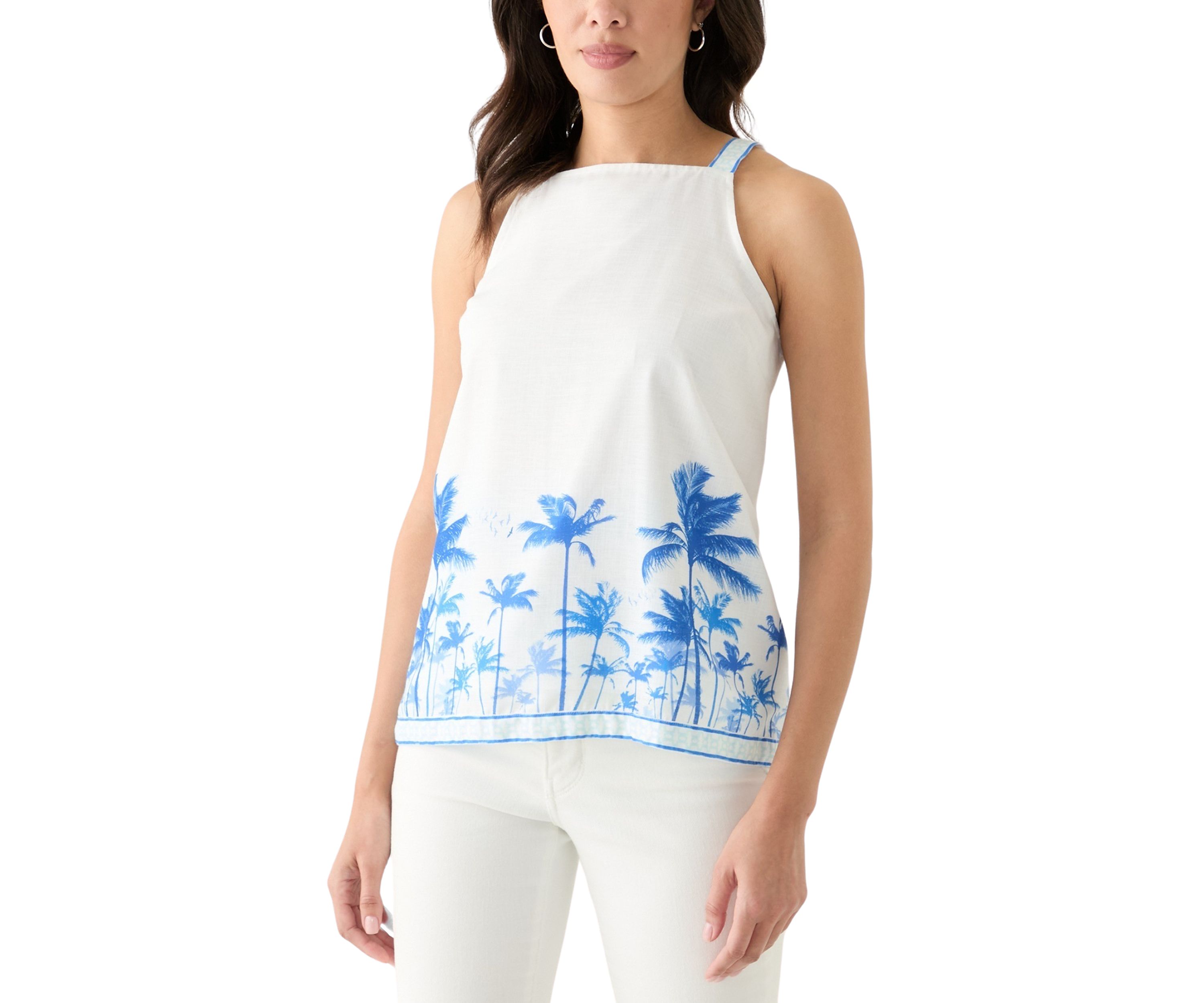 Womens Sleeveless Printed Halter Top
