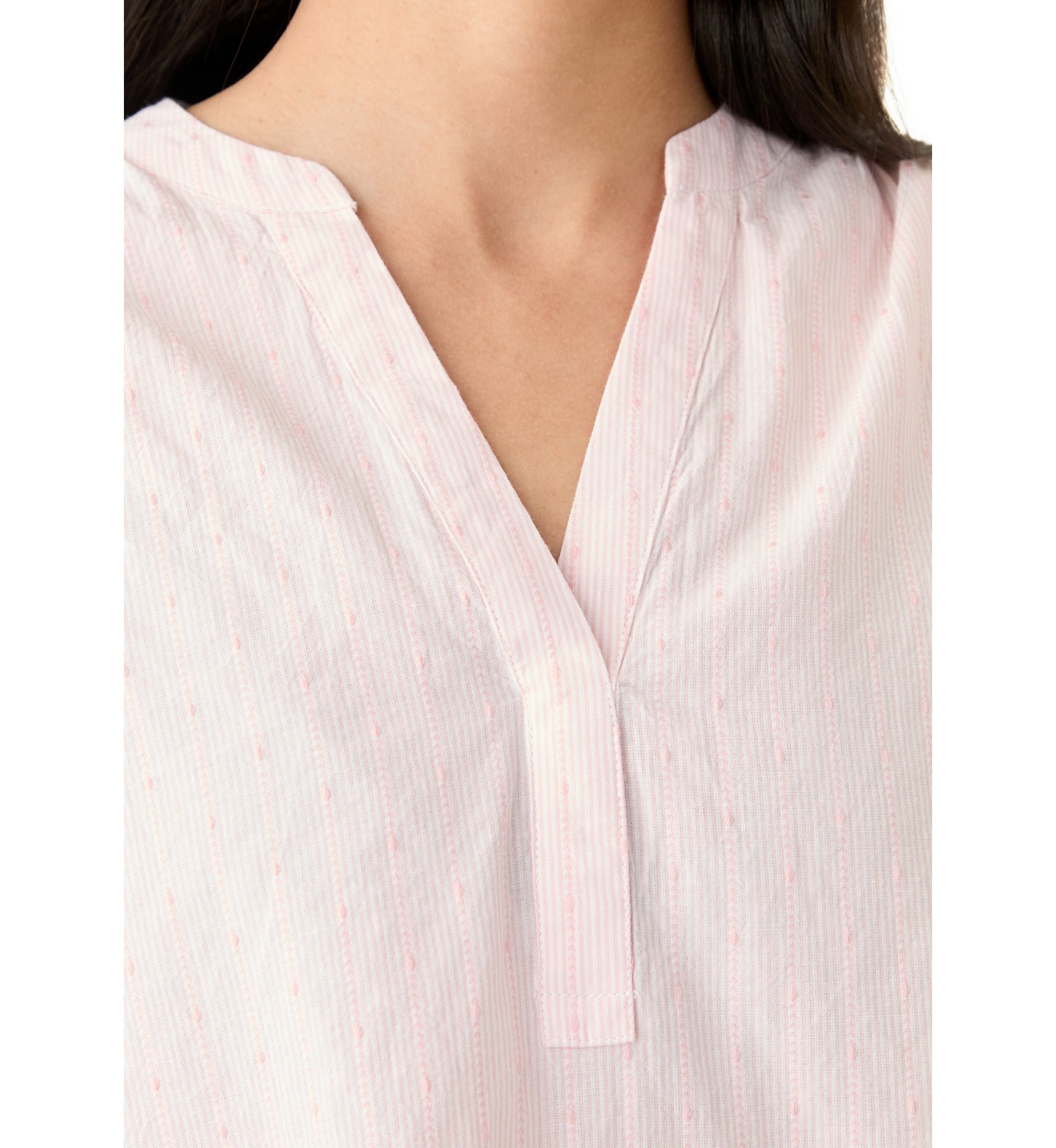 Womens Ruffle Dolman Dobby Shirt