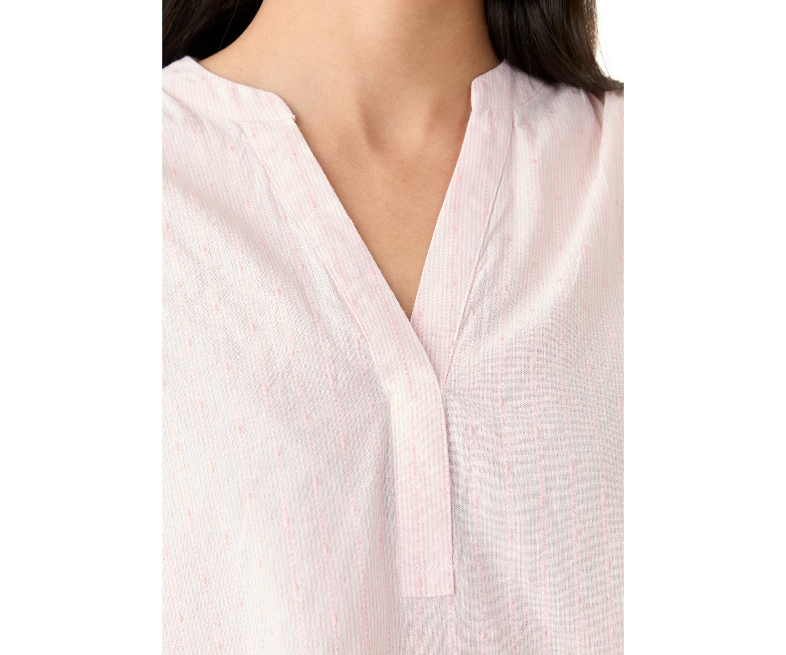 Womens Ruffle Dolman Dobby Shirt