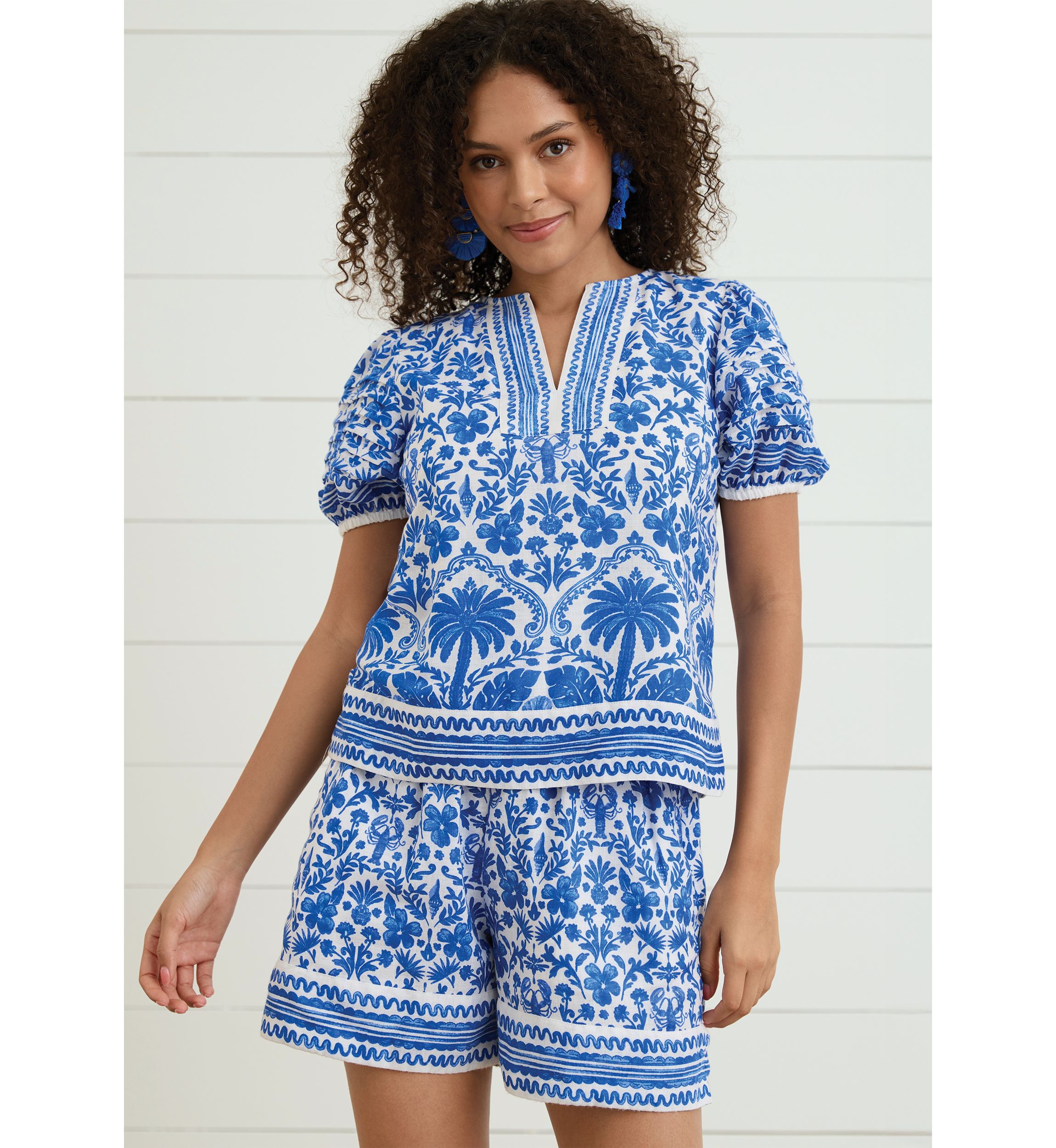 Sewing Down South x Crown & Ivy™ Stono Short Sleeve Printed Blouse