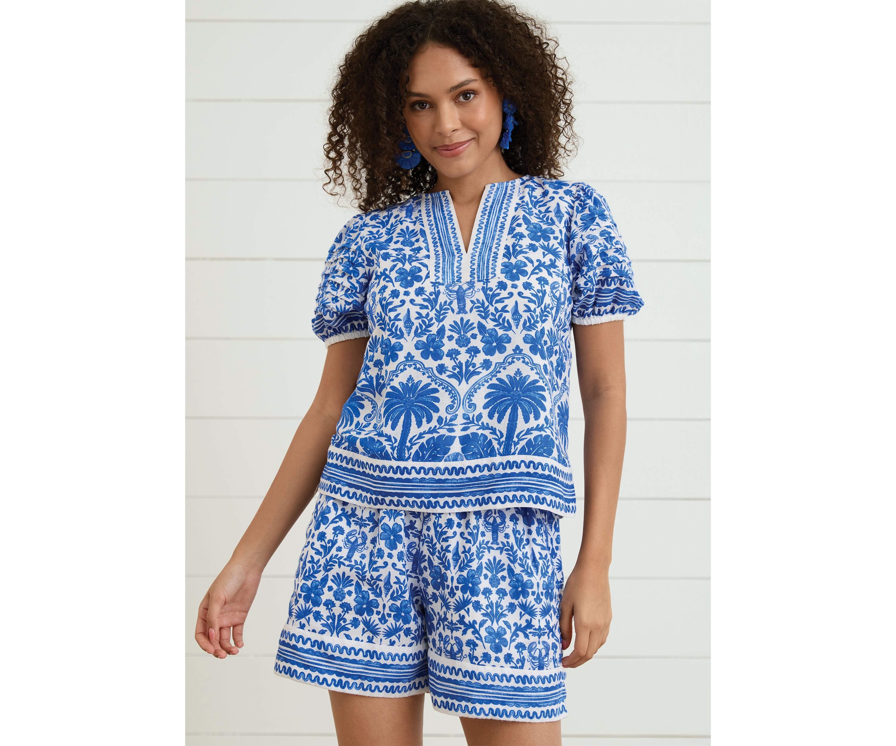 Sewing Down South x Crown & Ivy™ Stono Short Sleeve Printed Blouse