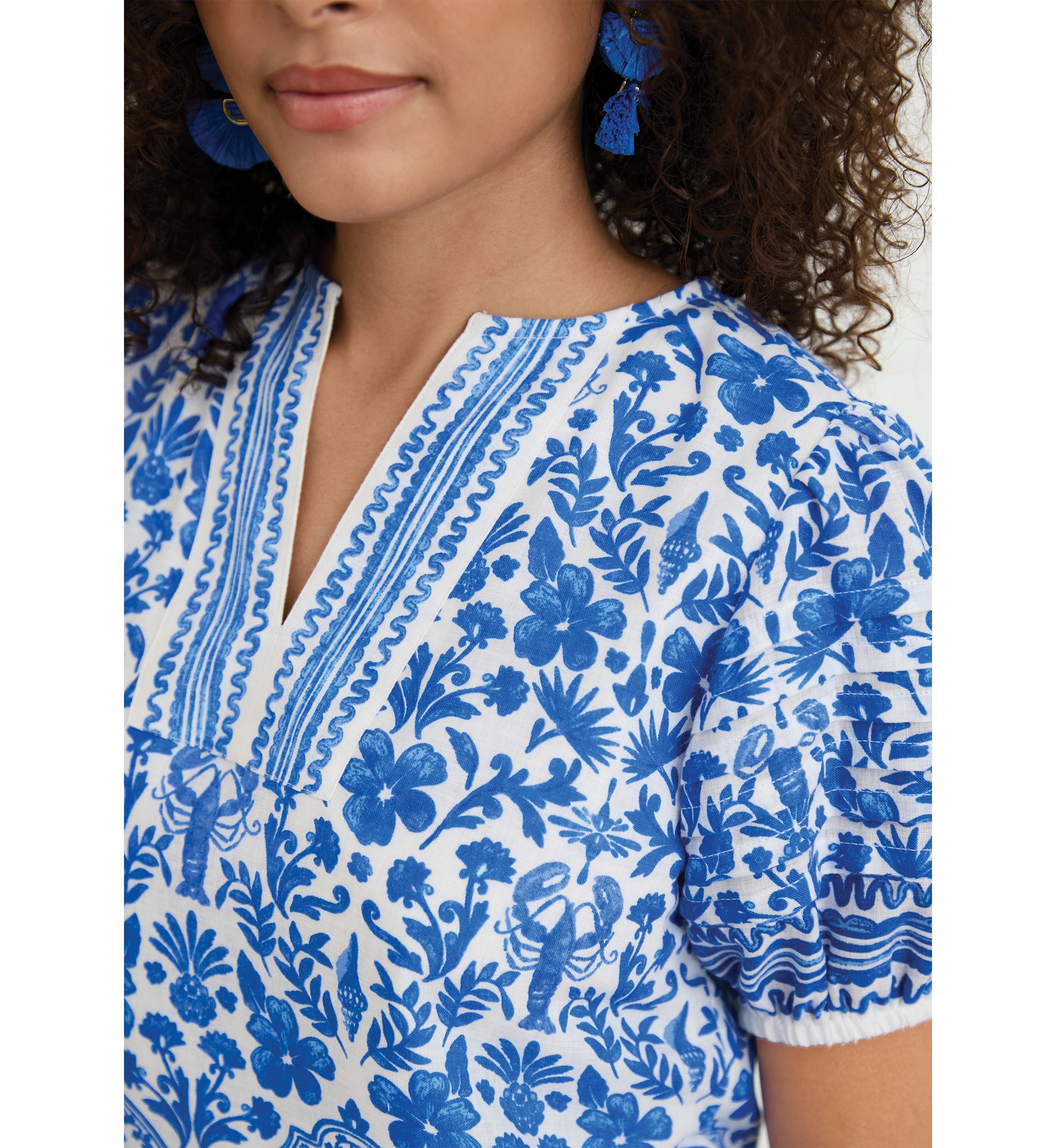 Sewing Down South x Crown & Ivy™ Stono Short Sleeve Printed Blouse
