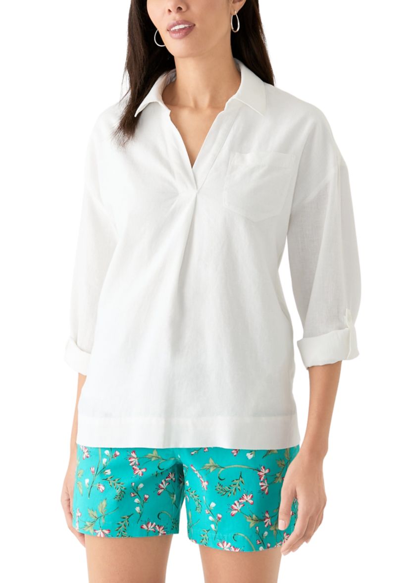 Womens Long Sleeve Popover Shirt 