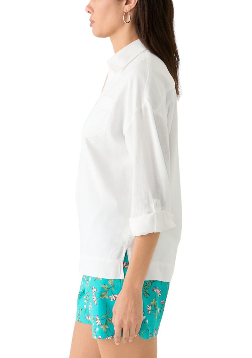 Womens Long Sleeve Popover Shirt 
