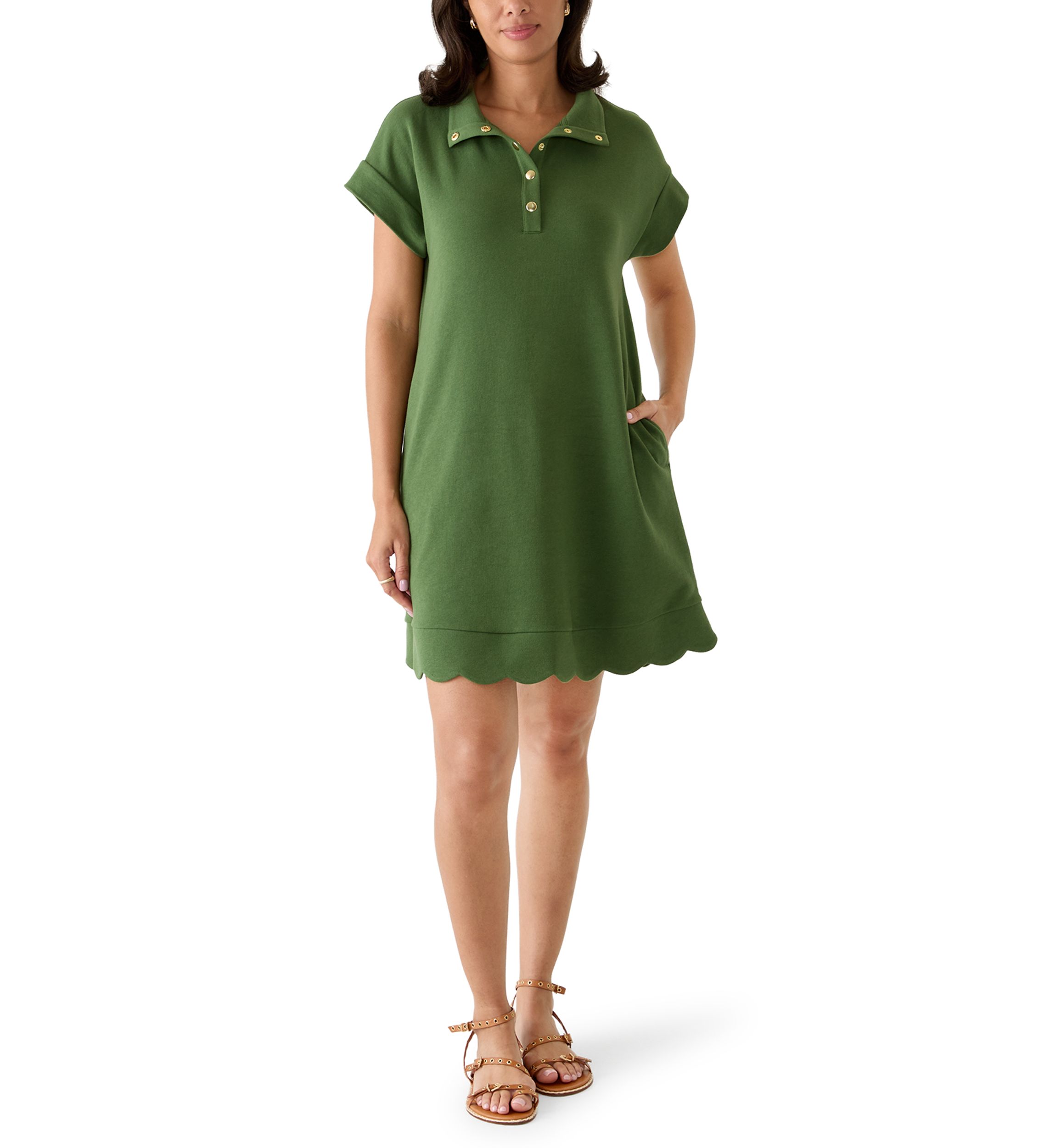 belk crown and ivy green dress Petite Printed Shirt Dress