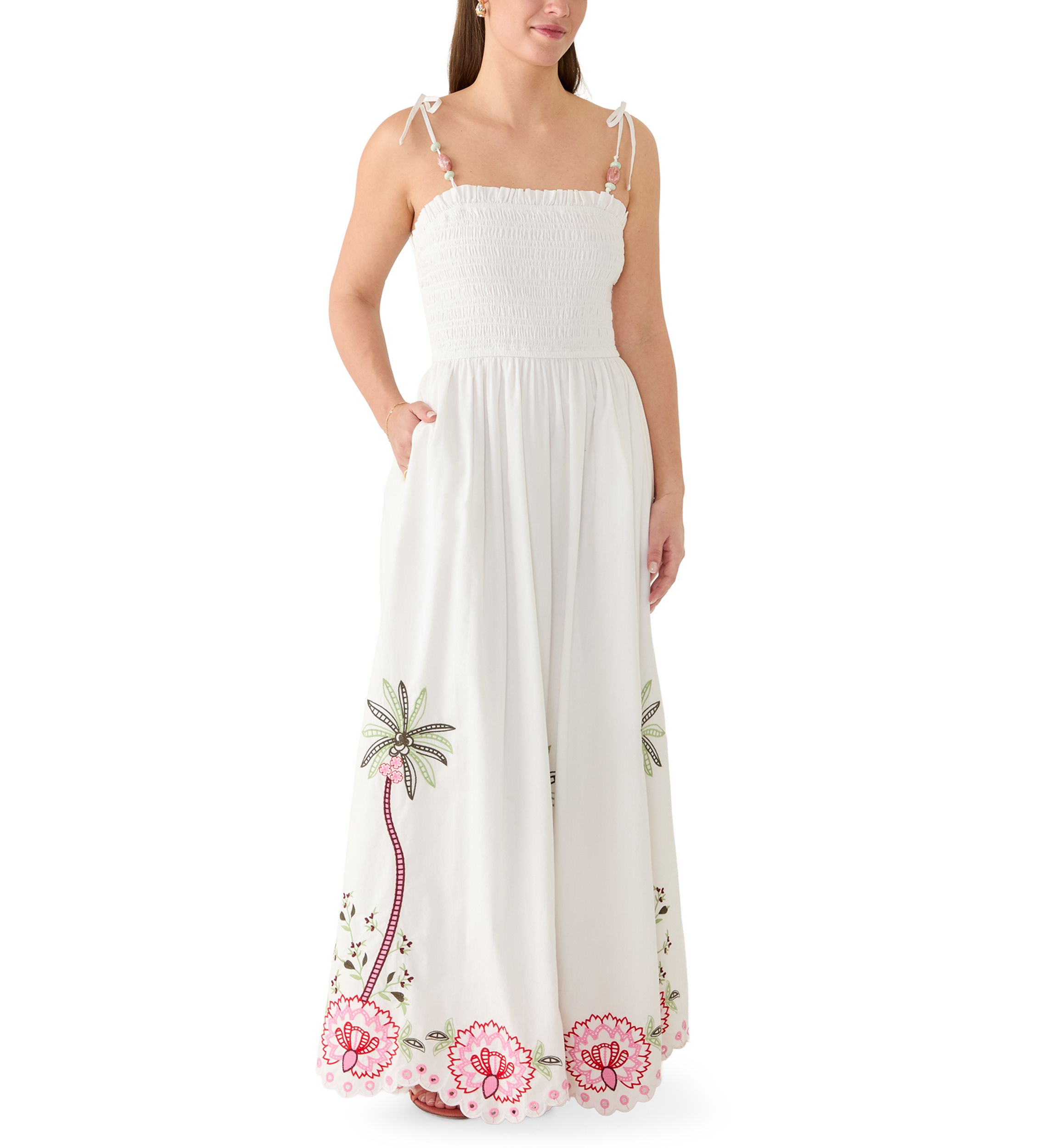 Women's Sleeveless Embroidered Maxi Dress