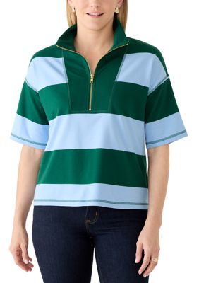 Crown & Ivy Women's 3/4 Sleeve 1/2 Zip Pullover