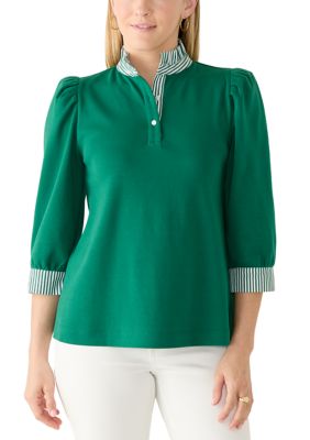 Crown & Ivy Women's 3/4 Sleeve Polo Top