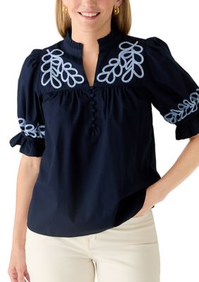 Crown & Ivy Women's Elbow Sleeve Peasant Top