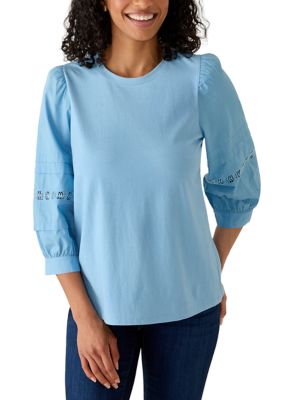 Crown & Ivy Women's 3/4 Puff Sleeve Top