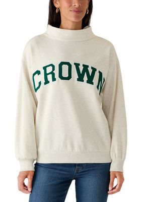 Crown & Ivy Women's Long Sleeve Mock Neck Sweatshirt