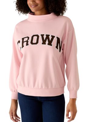 Crown & Ivy Women's Long Sleeve Mock Neck Sweatshirt