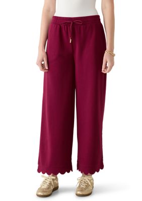 Crown & Ivy Women's Scalloped Terry Pants