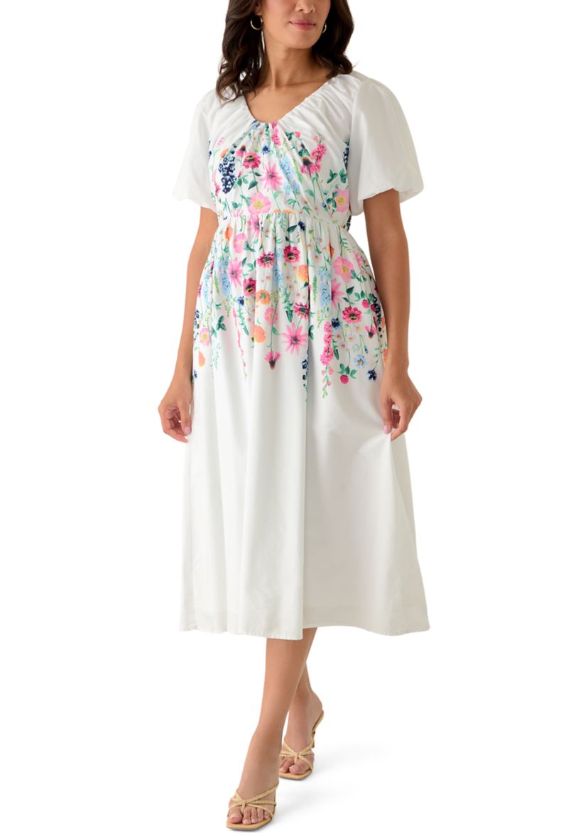 Crown & Ivy Women's Short Sleeve Scoop Neck Midi Dress | Belk