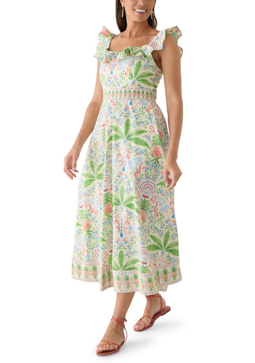 Crown & Ivy Women's Sleeveless Frill Print Midi Dress | Belk