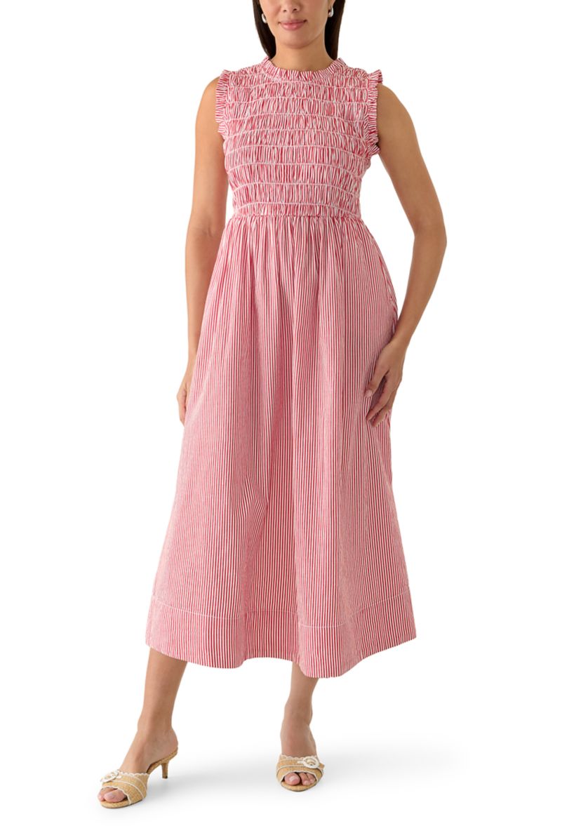Crown & Ivy Women's Sleeveless Poplin Smocked Midi Dress | Belk