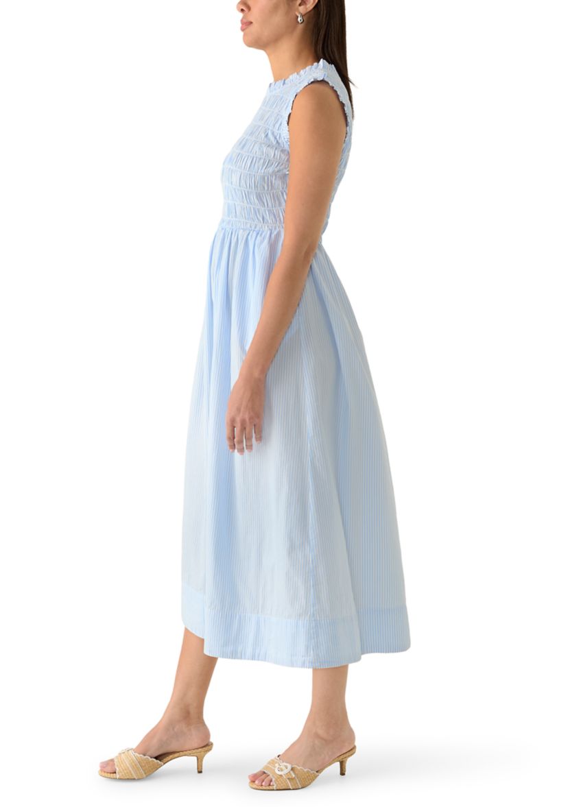 sleeveless embellished smocked midi dress Kiersten Embellished Sleeveless Smocked Midi Dress