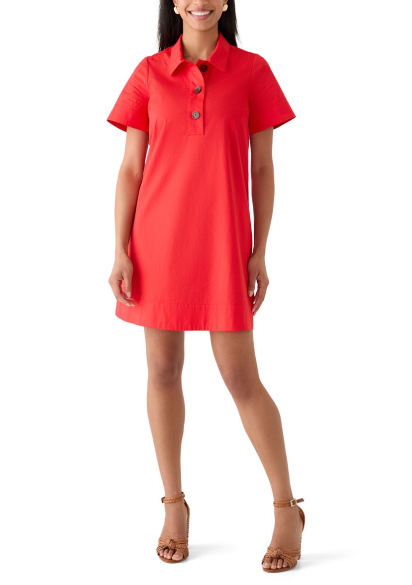 women's short sleeve swing dress Double V Swing Dress
