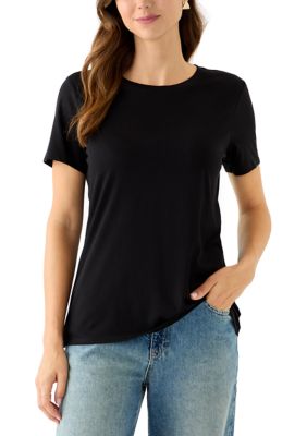 Crown & Ivy Women's Essential T-Shirt, Black, Large
