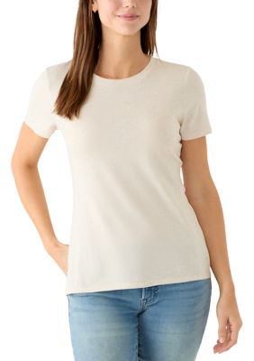 Crown & Ivy Women's Heather Essential T-Shirt, Beige, Medium