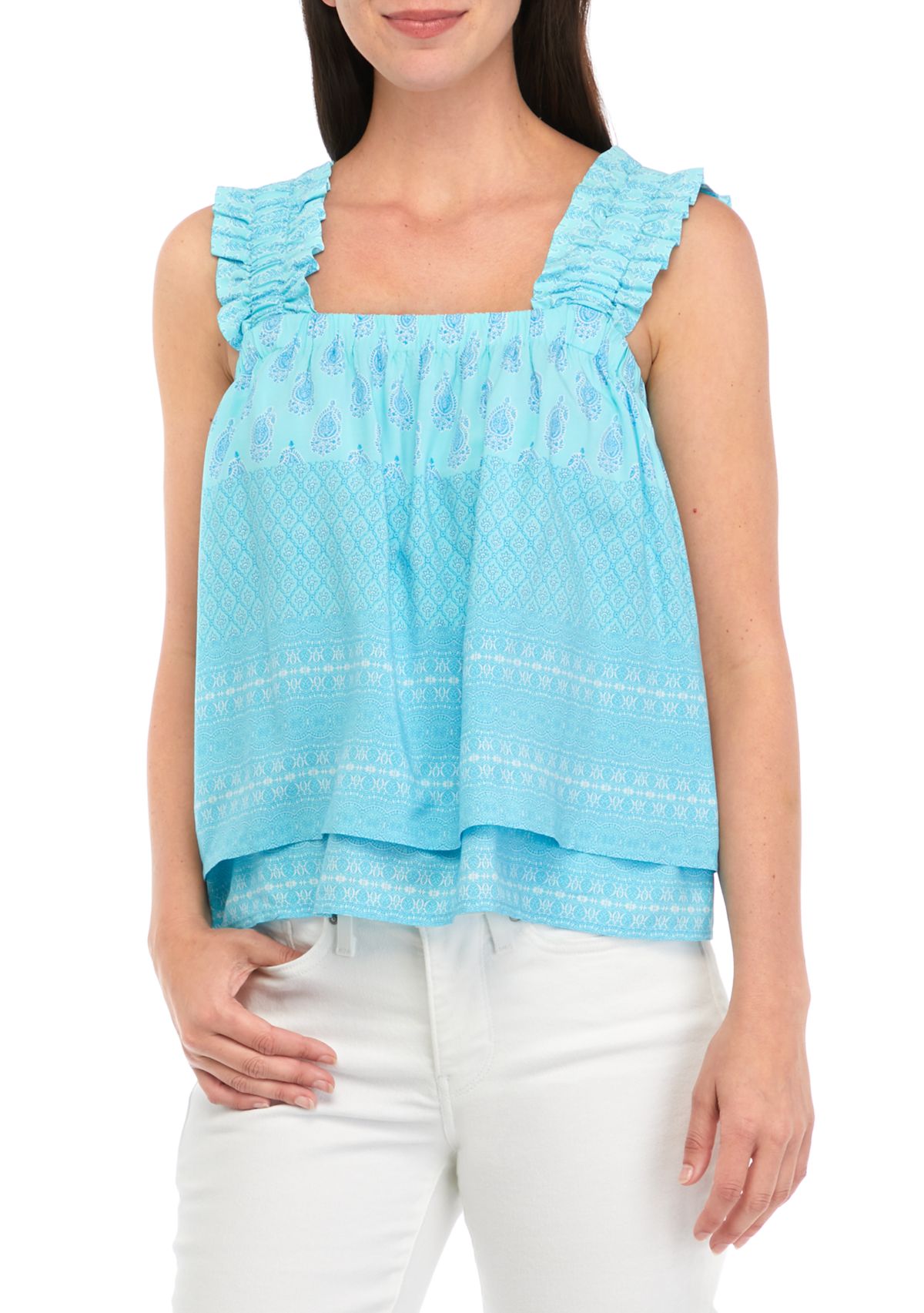 Petite Sleeveless Ruffle Layered Top 