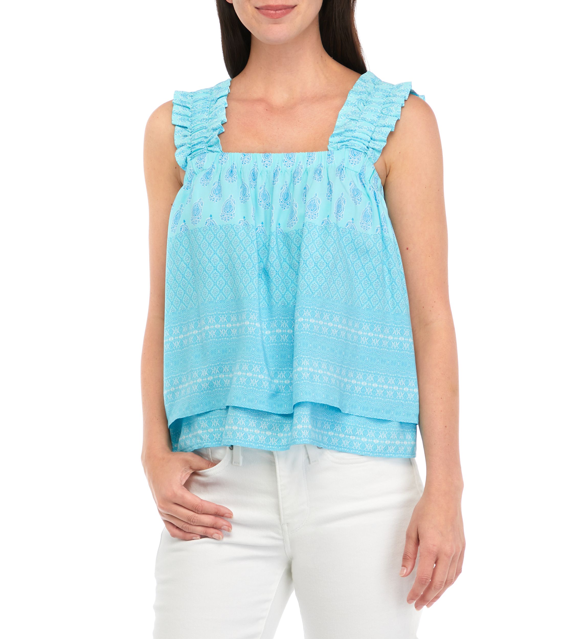 Petite Sleeveless Ruffle Layered Top 