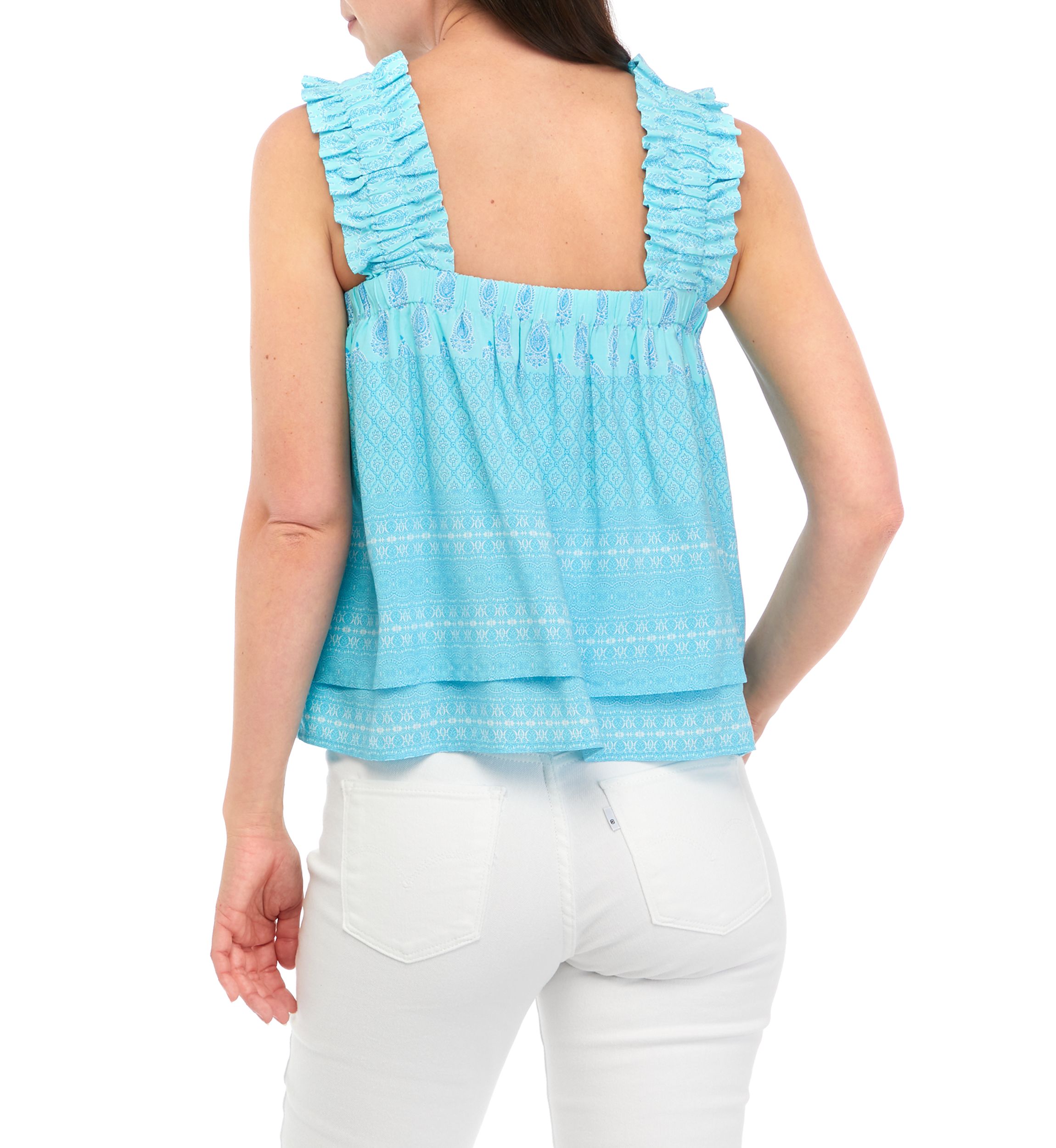 Petite Sleeveless Ruffle Layered Top 